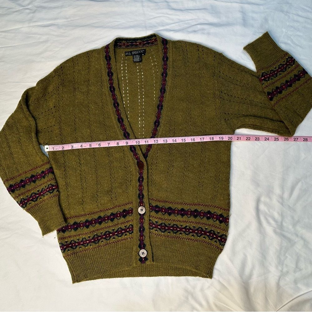 Vintage Episode Alpaca Wool Blend Cardigan Fair Isle Knit Cottagecore/Boho Sz M - Picture 6 of 10